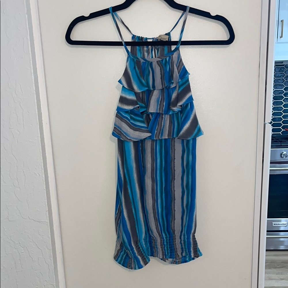 Dora By Dora Landa Ruffled Silk Halter Elastic Waist Blouse | S